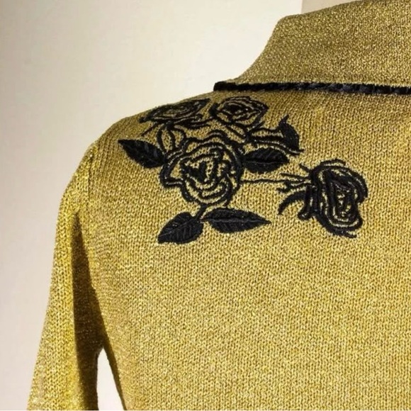 Dita Von Teese Rare Limited Edition Cardigan Sweater Gold & Black Pin-Up US-4 XS - Picture 5 of 5